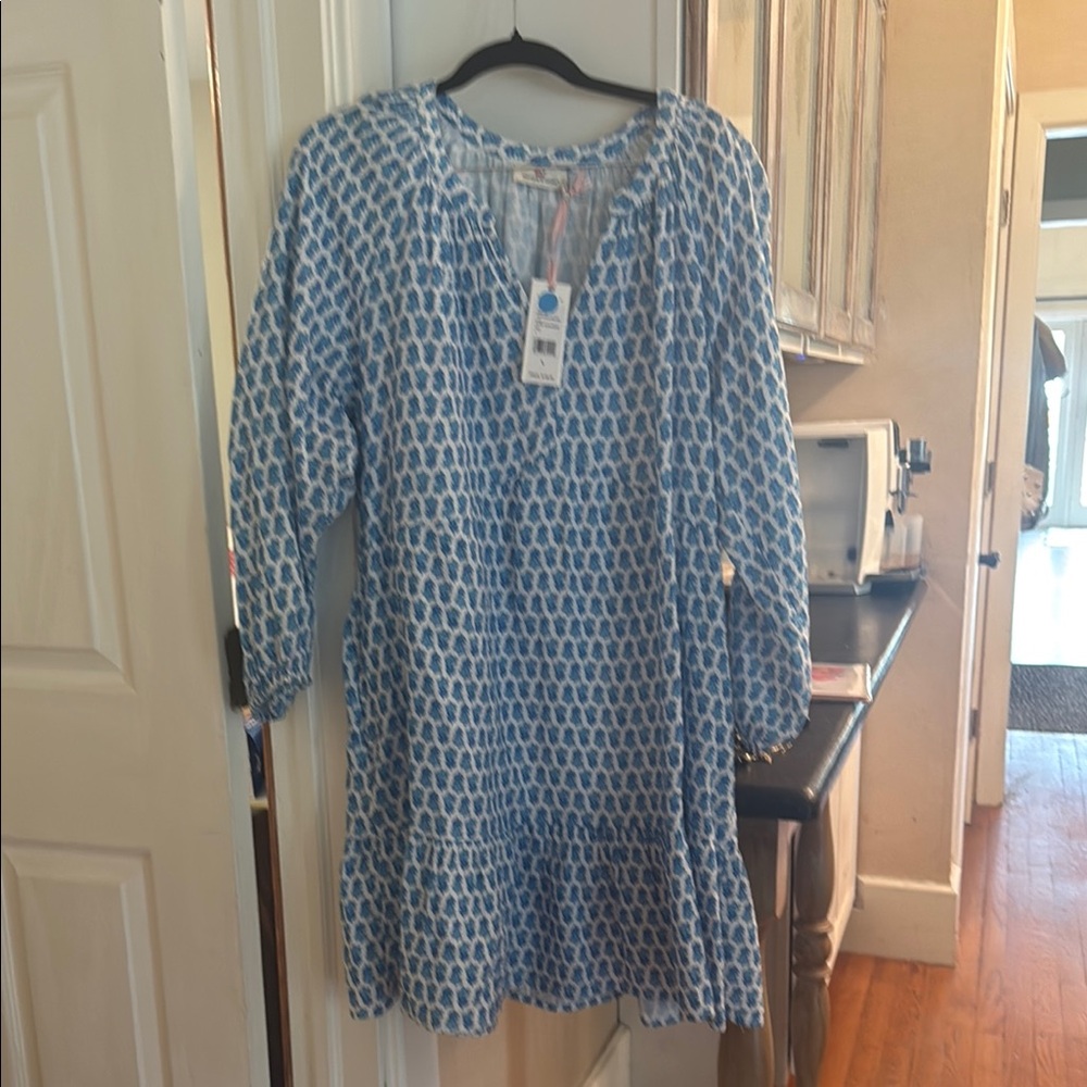 Vineyard Vines Blue and White Patterned Dress